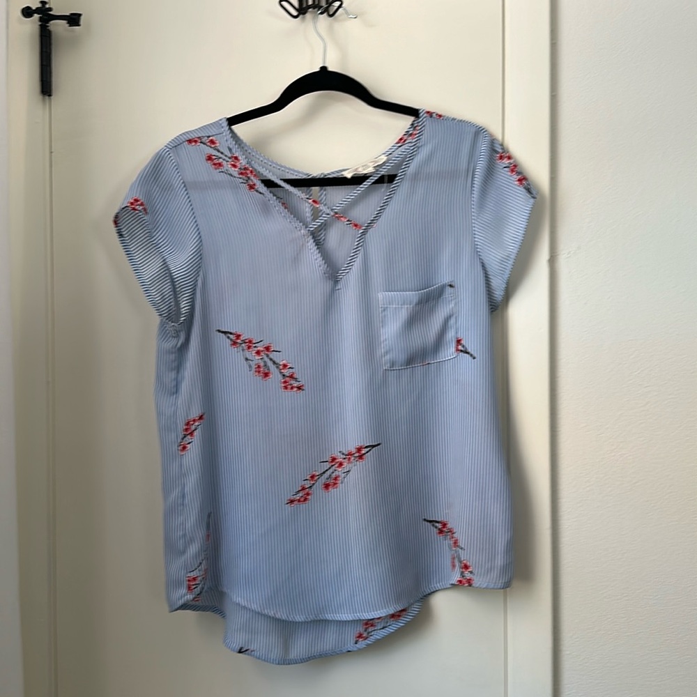 Pink Rose Blouse size L, runs smaller